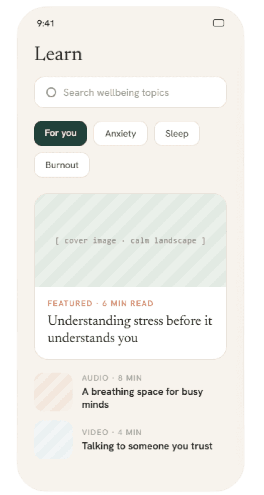 MICA app home screen